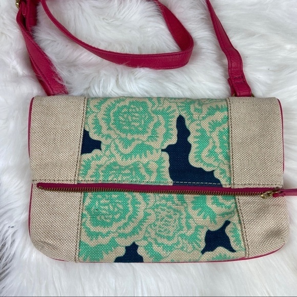 Fossil Tan/ Pink Boho Summer Spring Floral Crossbody Bag Purse - Picture 2 of 8